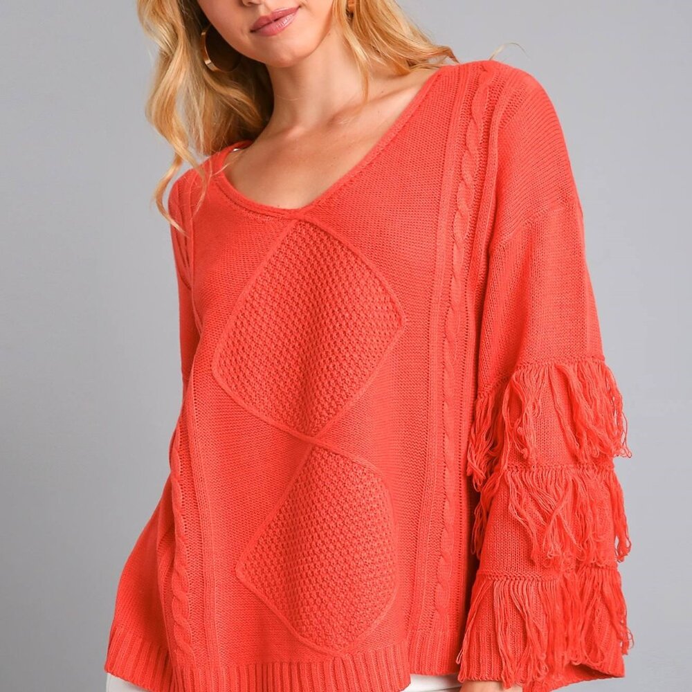 SALE SALE SALE NEW PRICE . NWT Umgee Fringe Sleeve Sweater.